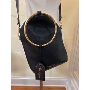NWT Foley + Corinna Hygge Tower Sm Gold Ring Bag Black Faux Leather Crossbody